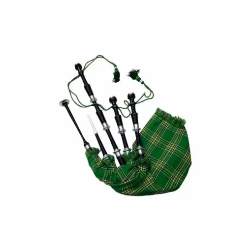 Black Finish Irish National Tartan Bagpipe